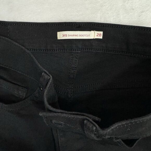 Levi's 315 Shaping Bootcut Jeans Size 28 Black Mid Rise Stretch Western Boho - Picture 6 of 14